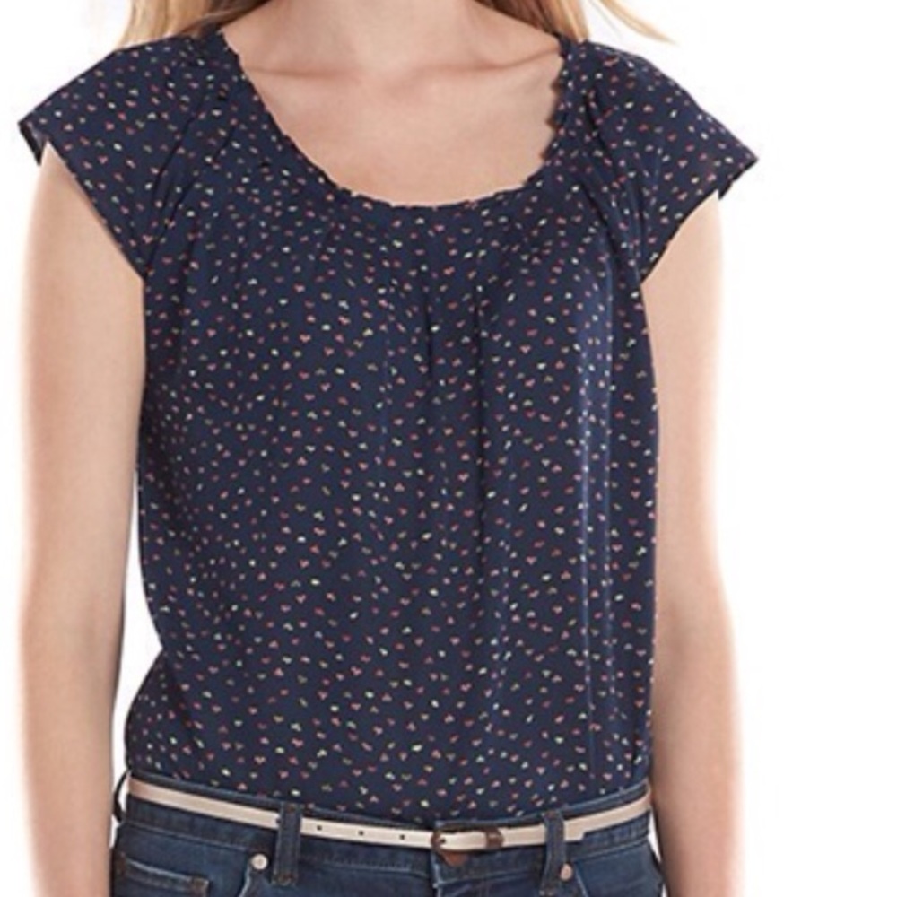 NWT LC Lauren Conrad Pleated Neck Blouse Size XS